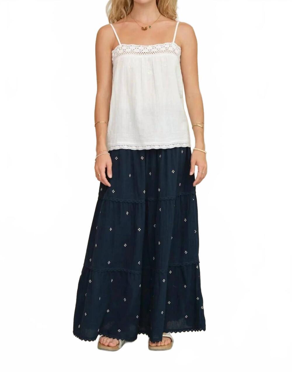 NEW M.A.B.E. lucca maxi skirt in indigo